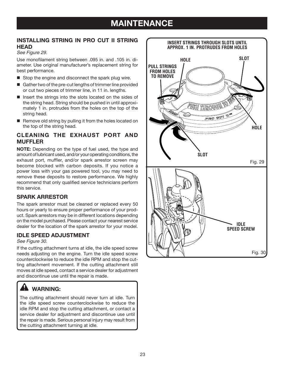 Maintenance | Ryobi RY30931 User Manual | Page 23 / 30