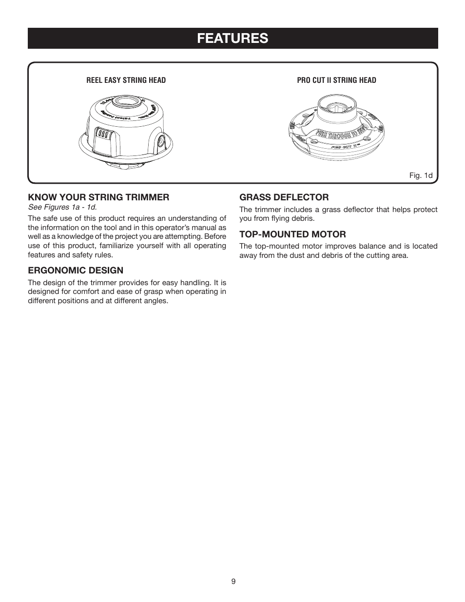 Features | Ryobi RY30931 User Manual | Page 9 / 30