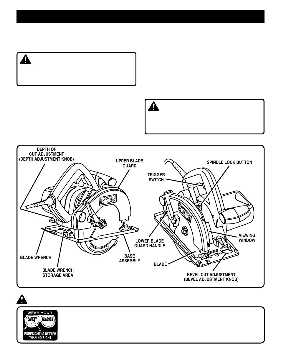 Features, Warning | Ryobi CSB1308 User Manual | Page 6 / 20