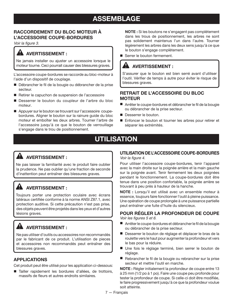 Utilisation assemblage | Ryobi RY15518 User Manual | Page 16 / 30