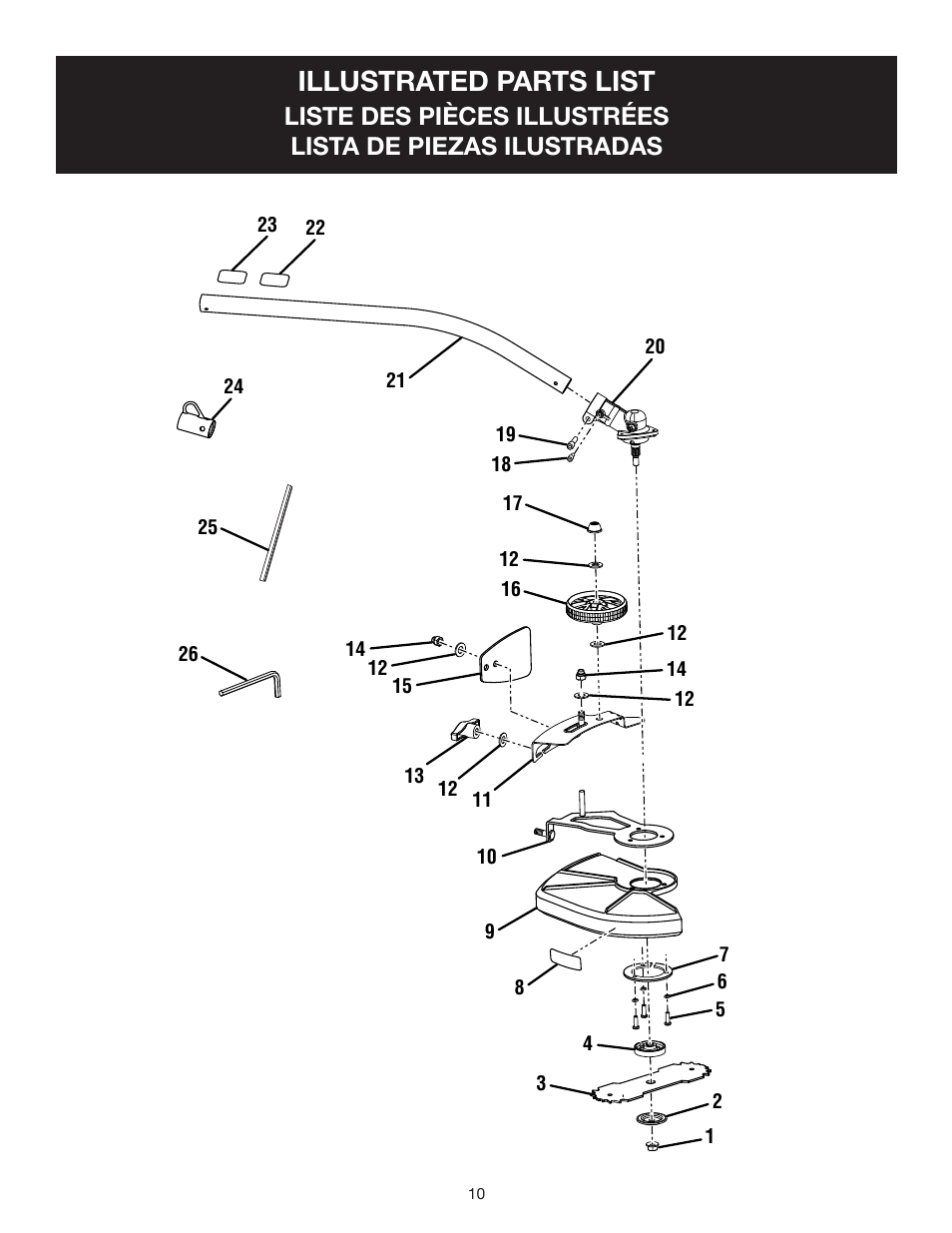 Illustrated parts list | Ryobi RY15518 User Manual | Page 26 / 30