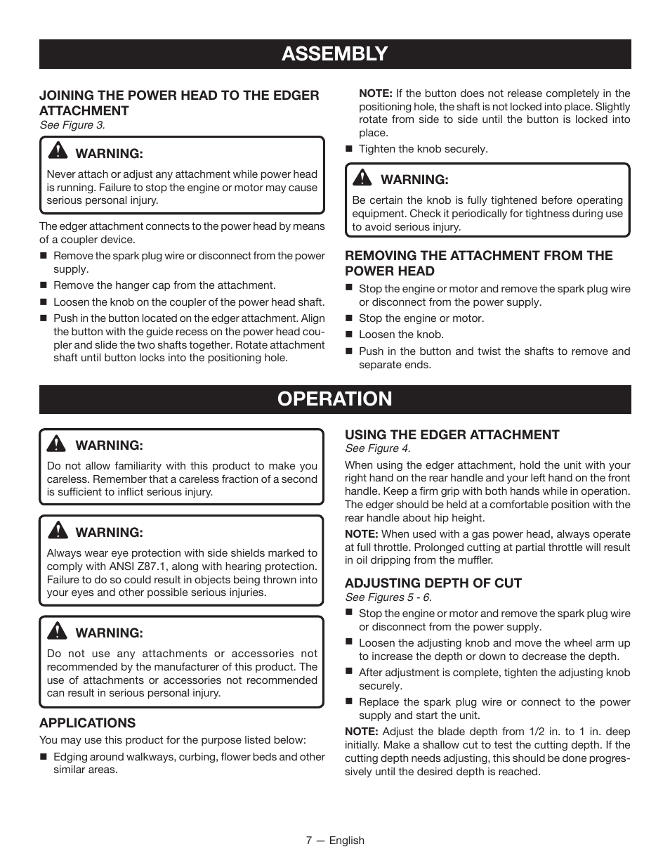 Assembly, Operation | Ryobi RY15518 User Manual | Page 9 / 30