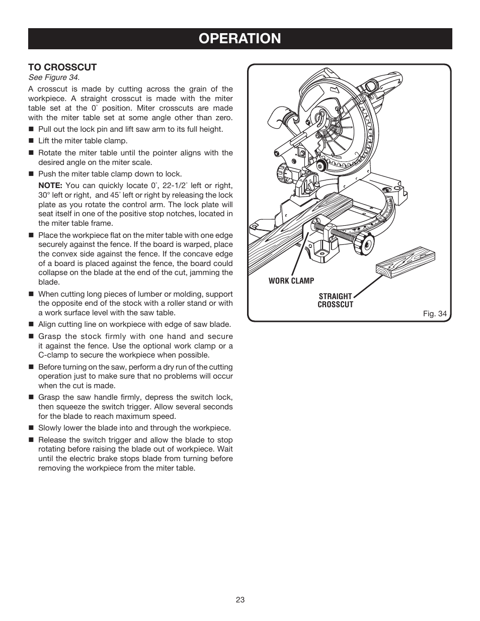 Operation | Ryobi P550 User Manual | Page 23 / 32