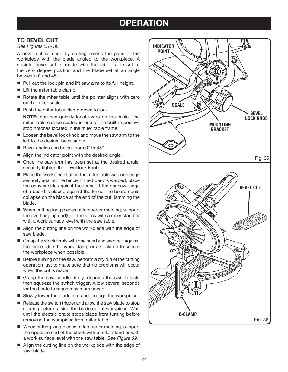 Operation | Ryobi P550 User Manual | Page 24 / 32