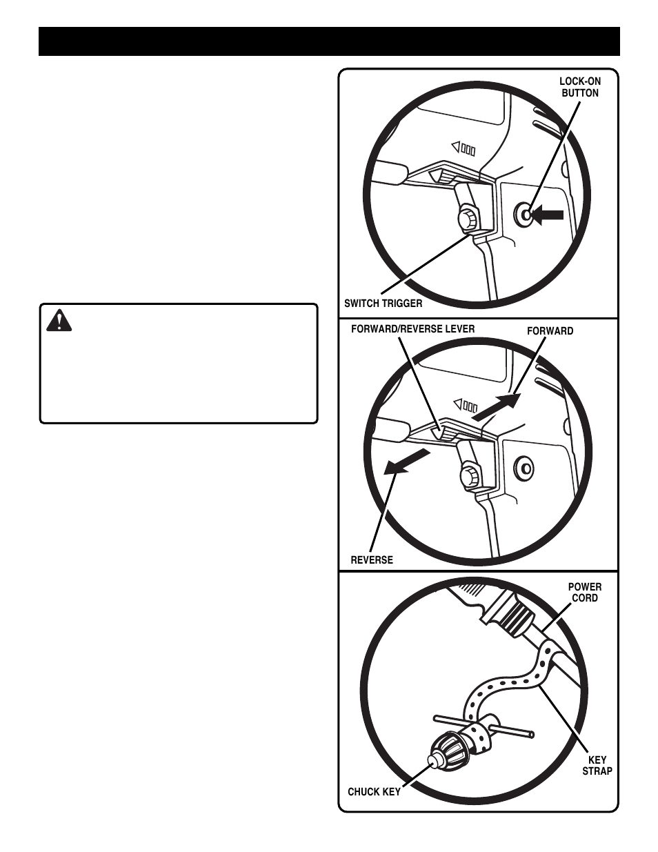 Operation, Warning | Ryobi D130VR User Manual | Page 6 / 12