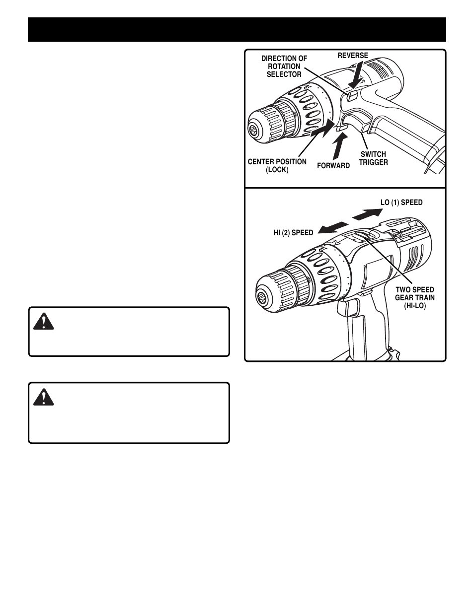 Operation, Caution, Warning | Ryobi HP1442M User Manual | Page 9 / 16