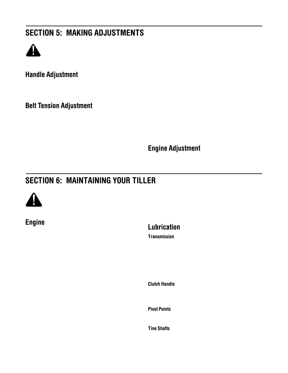Handle adjustment, Belt tension adjustment, Engine adjustment | Engine, Lubrication | Ryobi 454 User Manual | Page 10 / 20