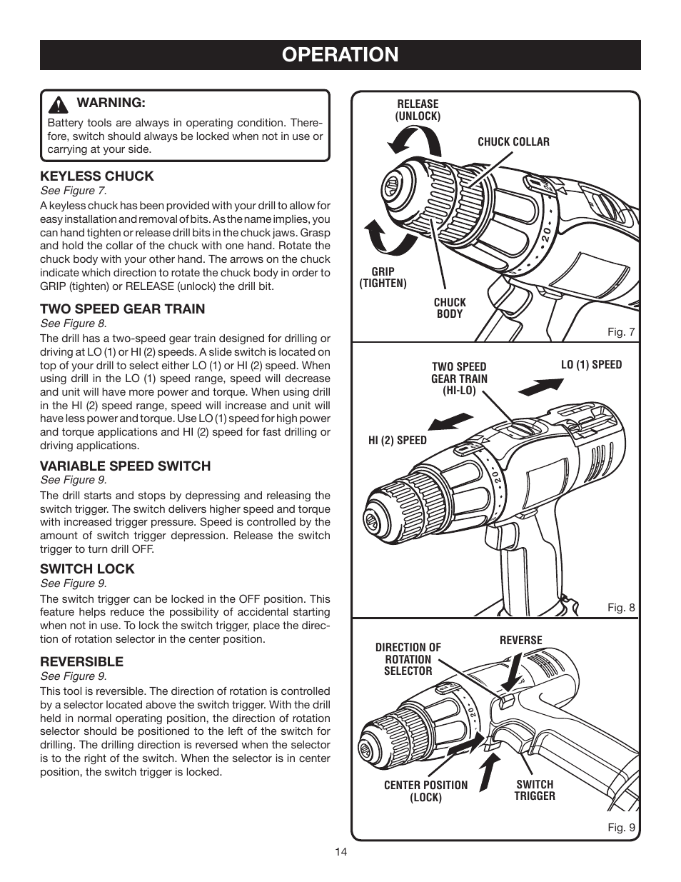 Operation | Ryobi P200 User Manual | Page 14 / 20