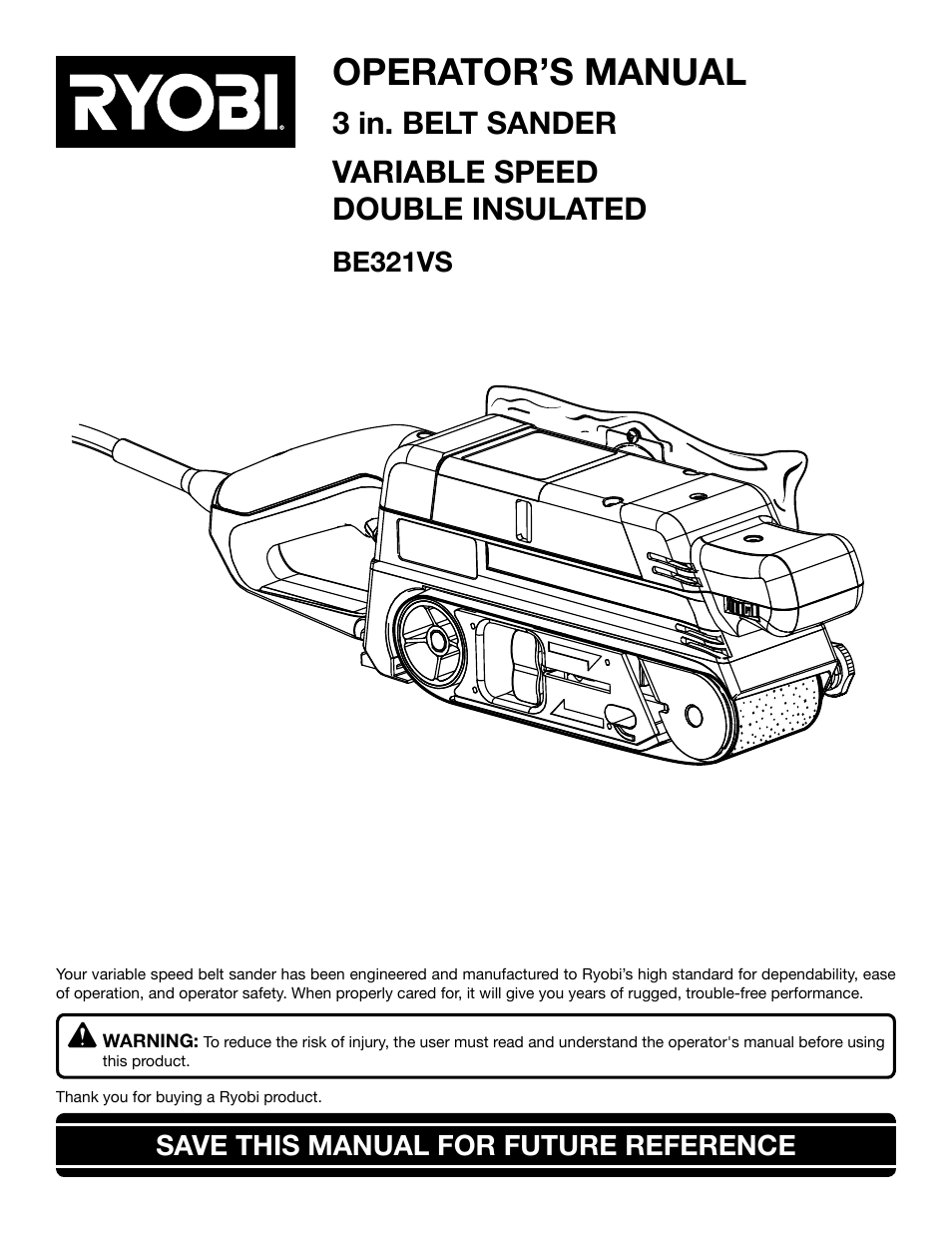 Ryobi BE321VS User Manual | 18 pages