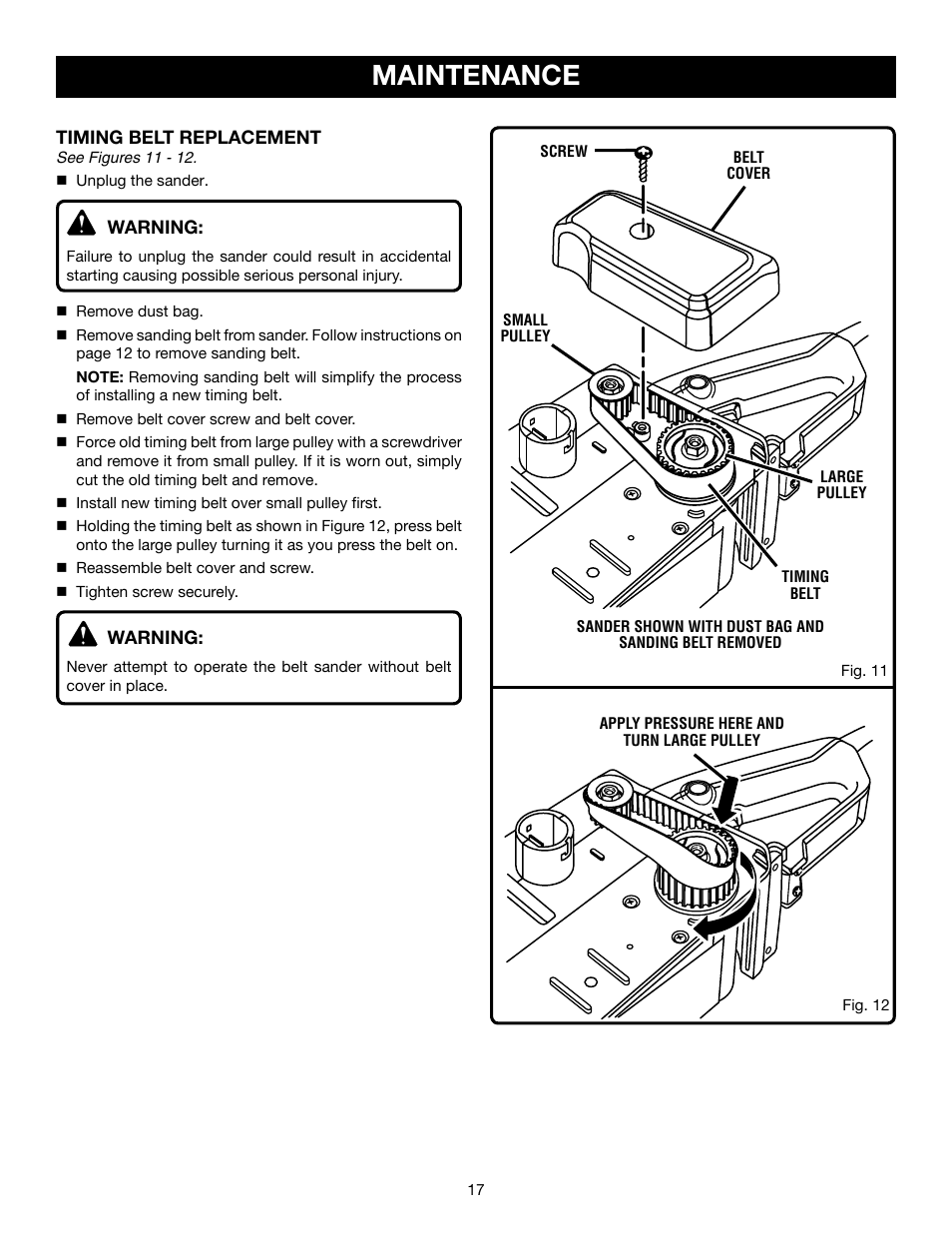 Maintenance | Ryobi BE321VS User Manual | Page 17 / 18