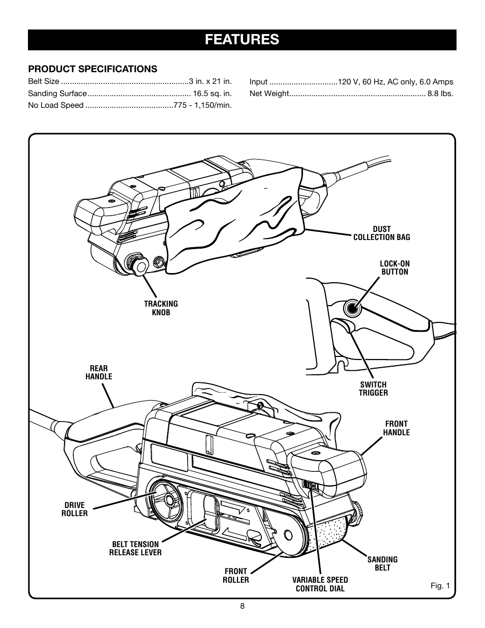 Features | Ryobi BE321VS User Manual | Page 8 / 18