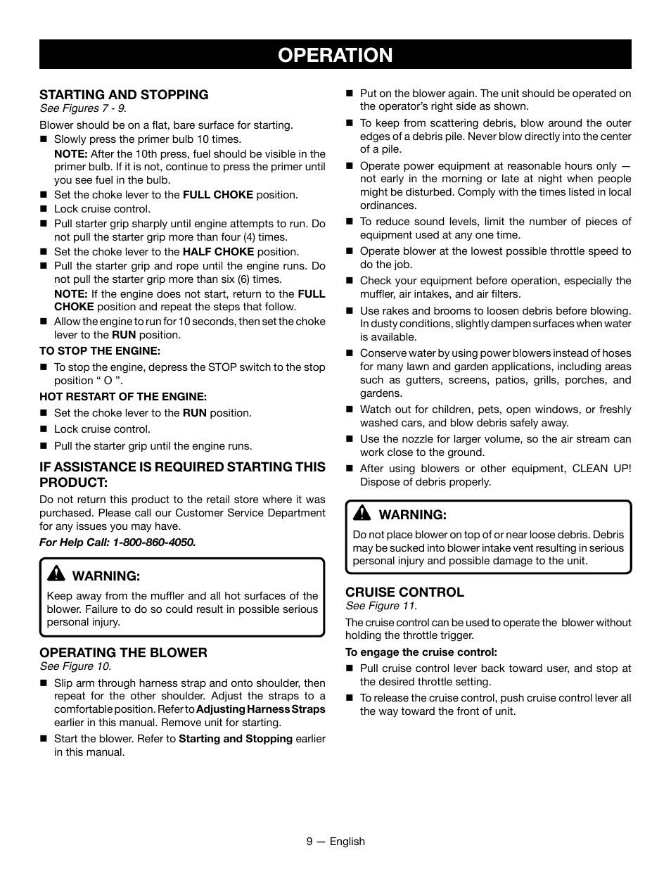 Operation | Ryobi RY09800 User Manual | Page 10 / 45