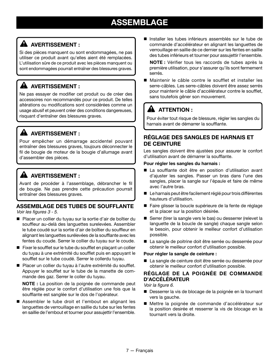 Assemblage | Ryobi RY09800 User Manual | Page 21 / 45