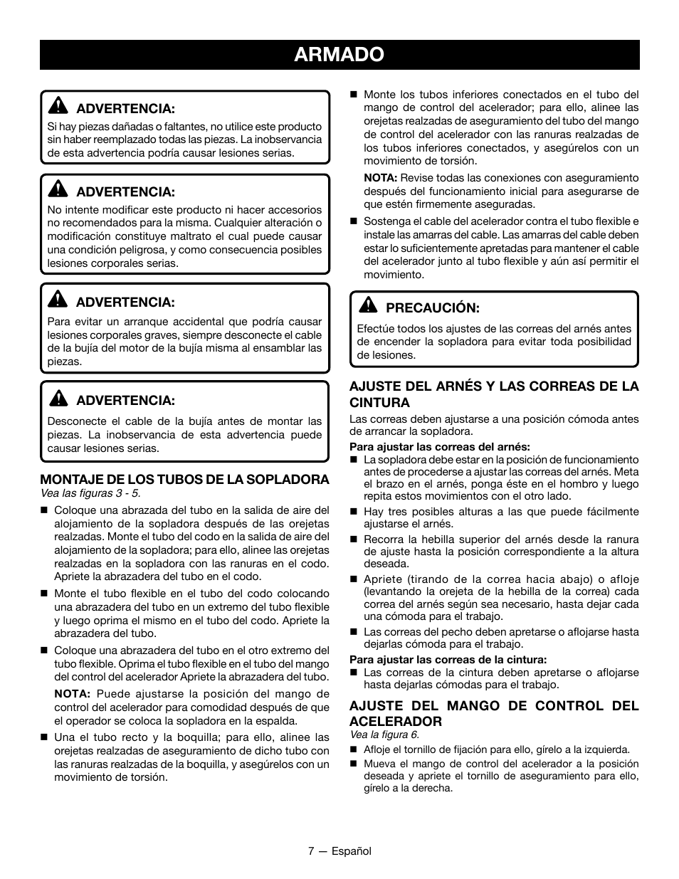 Armado | Ryobi RY09800 User Manual | Page 34 / 45