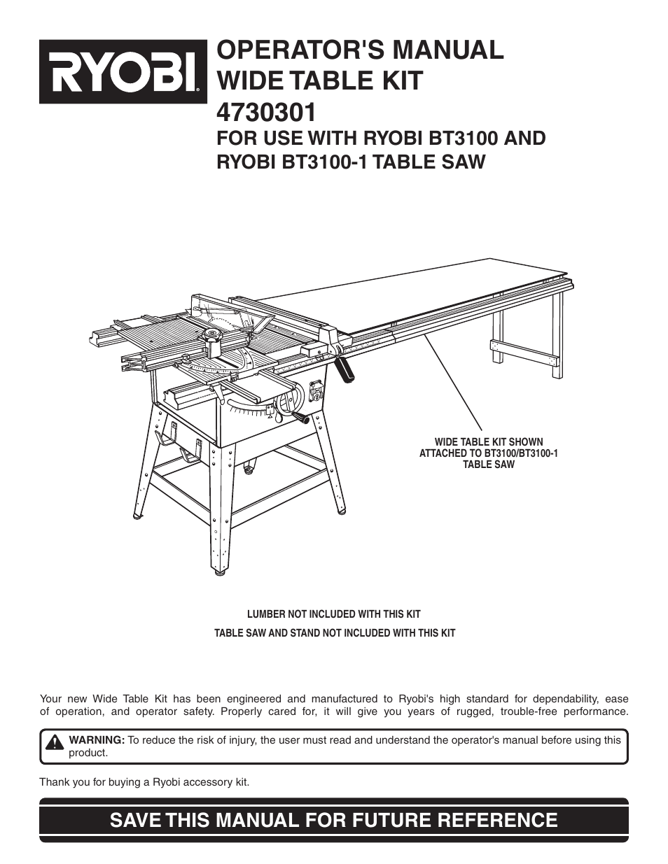 Ryobi 4730301 User Manual | 10 pages