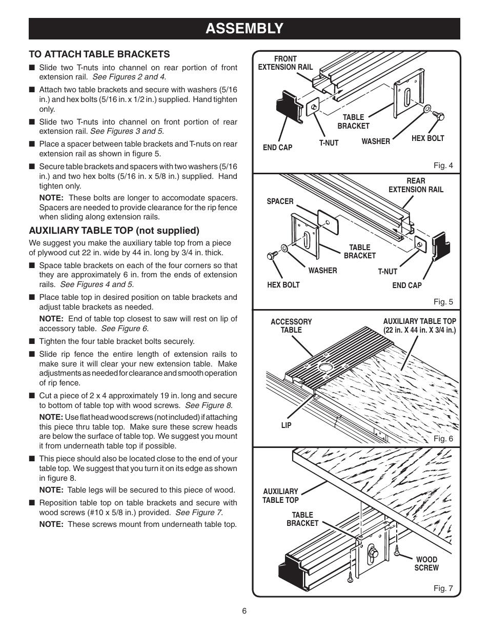 Assembly | Ryobi 4730301 User Manual | Page 6 / 10