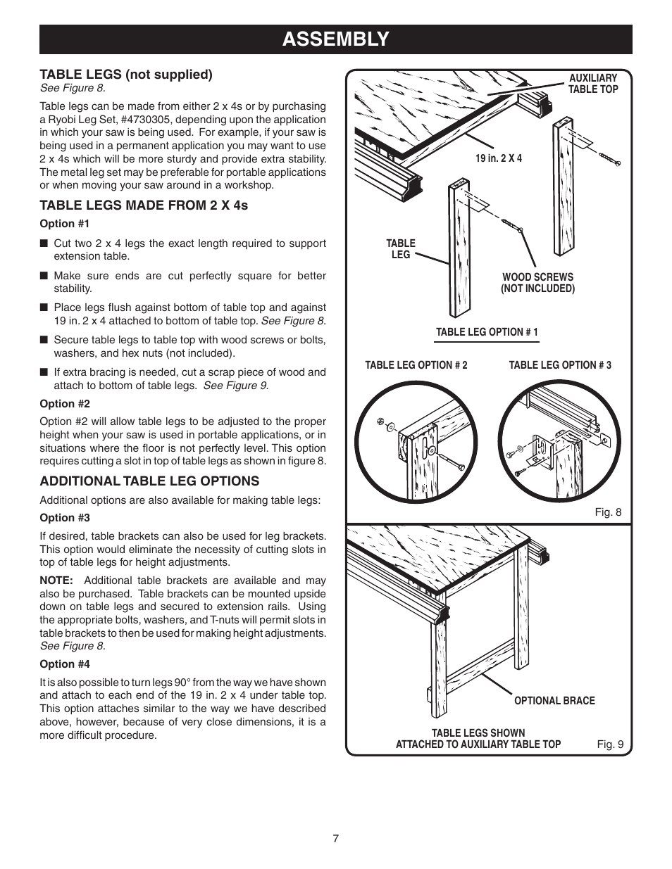 Assembly | Ryobi 4730301 User Manual | Page 7 / 10