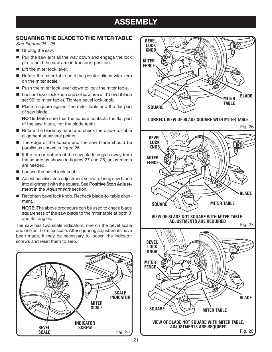 Assembly | Ryobi 7-1/4 in Compound Miter Saw TS1141 User Manual | Page 21 / 32