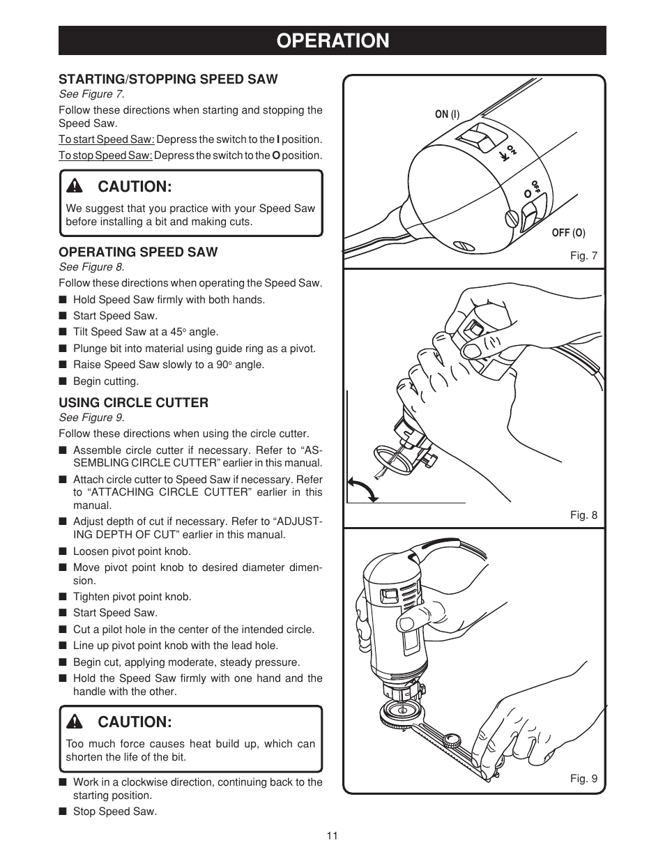 Operation, Caution | Ryobi SS50 User Manual | Page 11 / 14