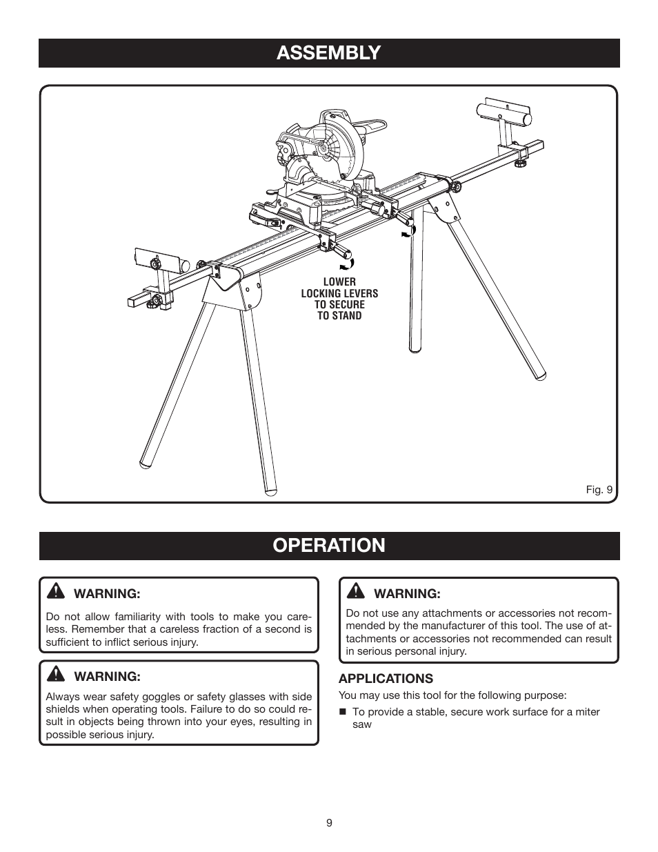 Assembly, Operation | Ryobi A18MS01 User Manual | Page 9 / 12
