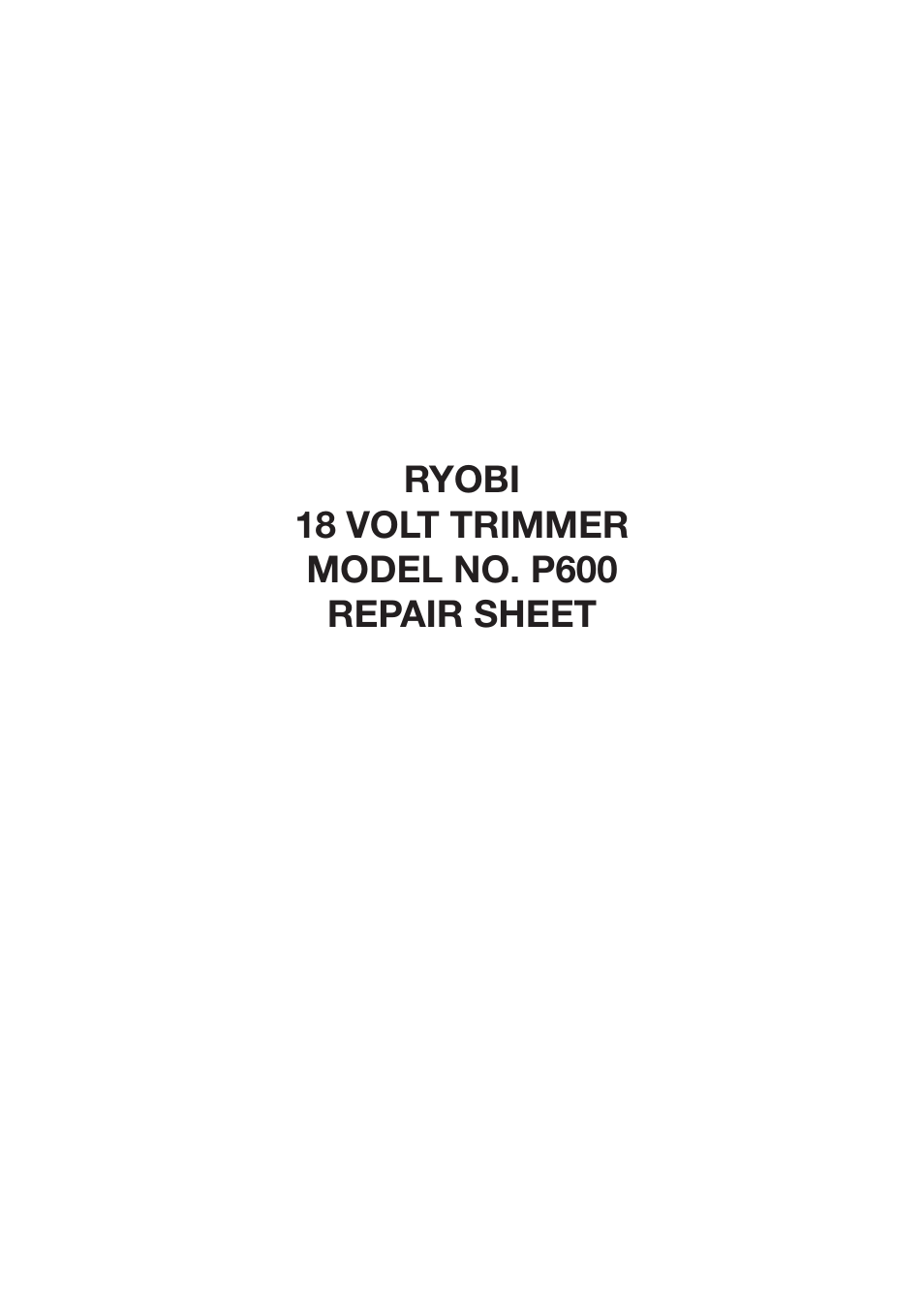 Ryobi P600 User Manual | 4 pages