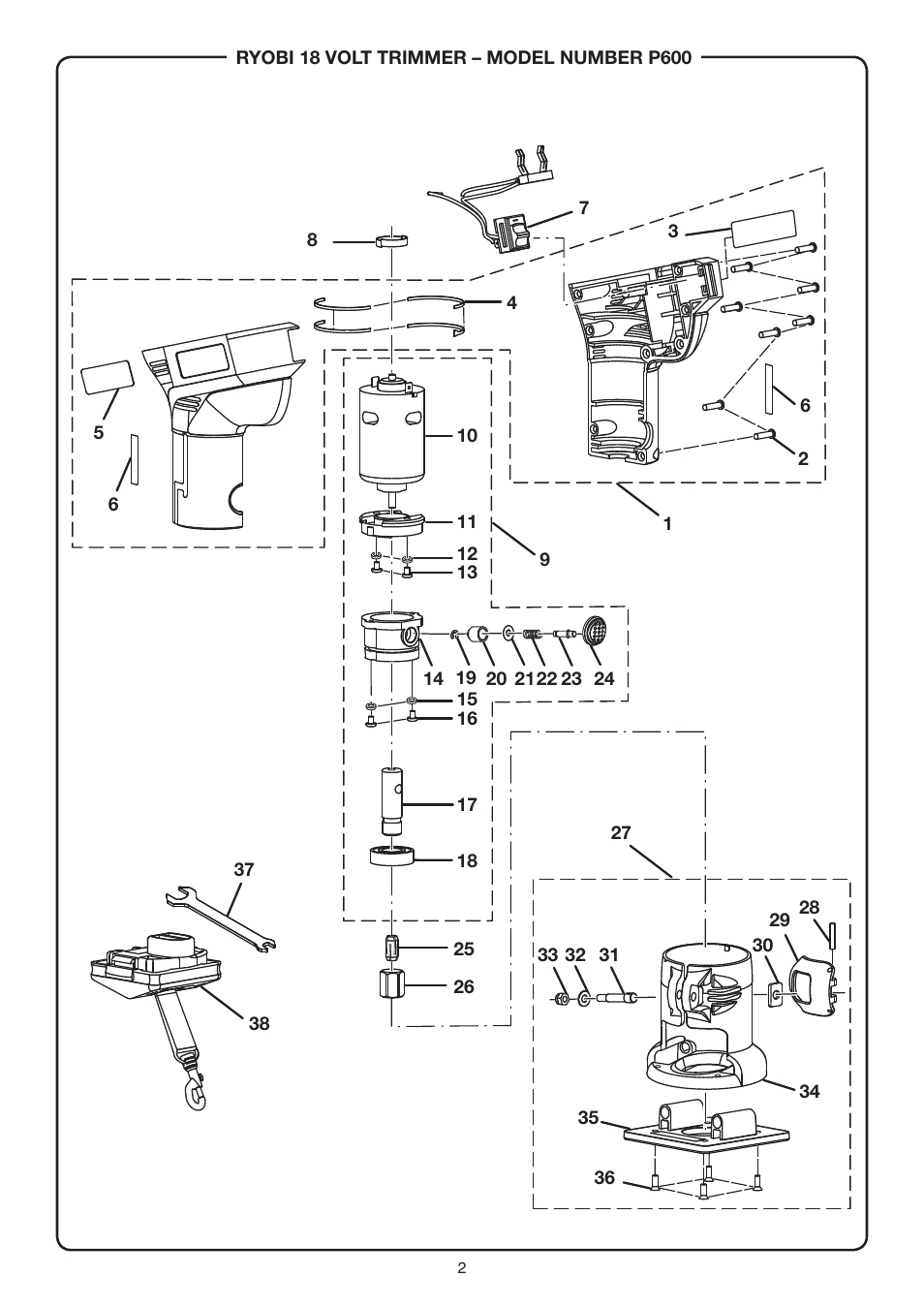 Ryobi P600 User Manual | Page 2 / 4