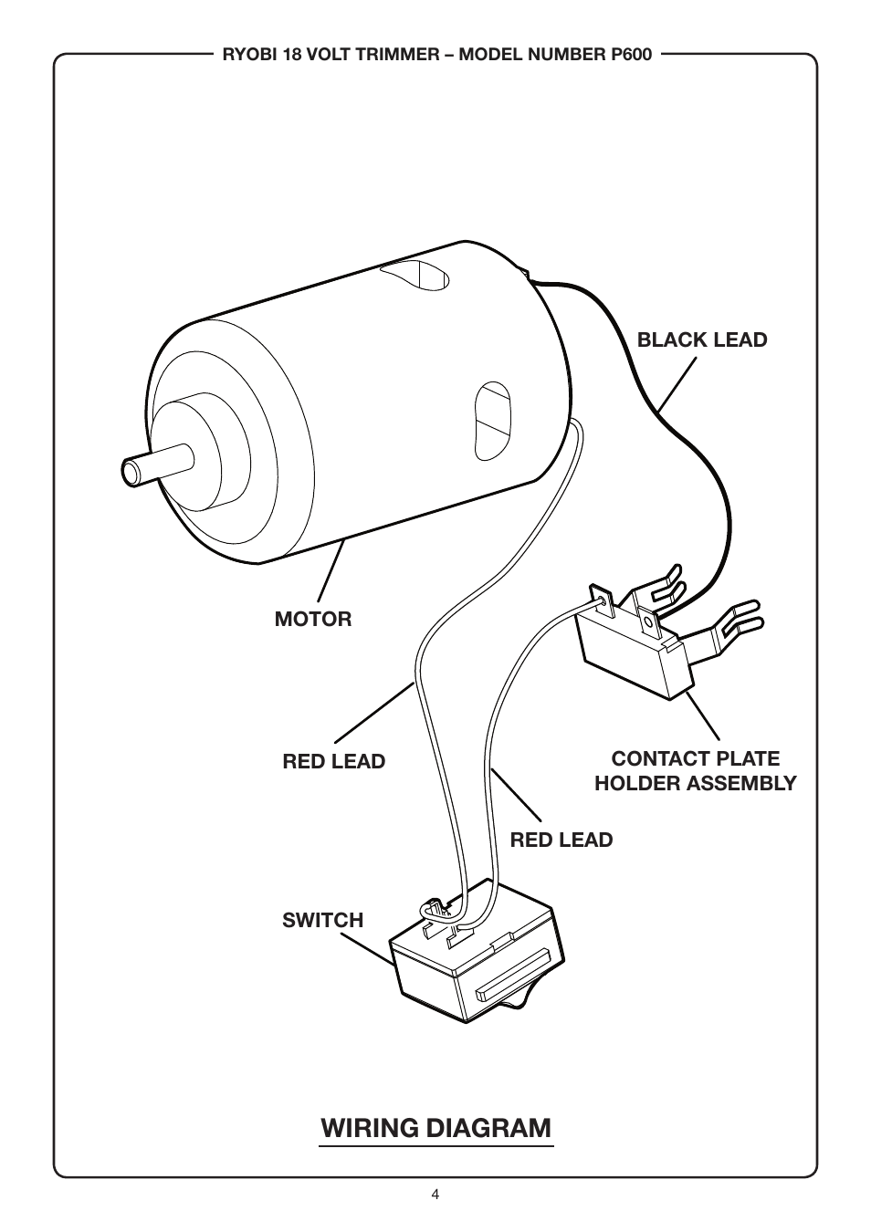 Wiring diagram | Ryobi P600 User Manual | Page 4 / 4