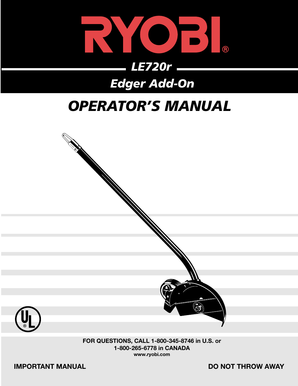 Ryobi LE720r User Manual | 10 pages