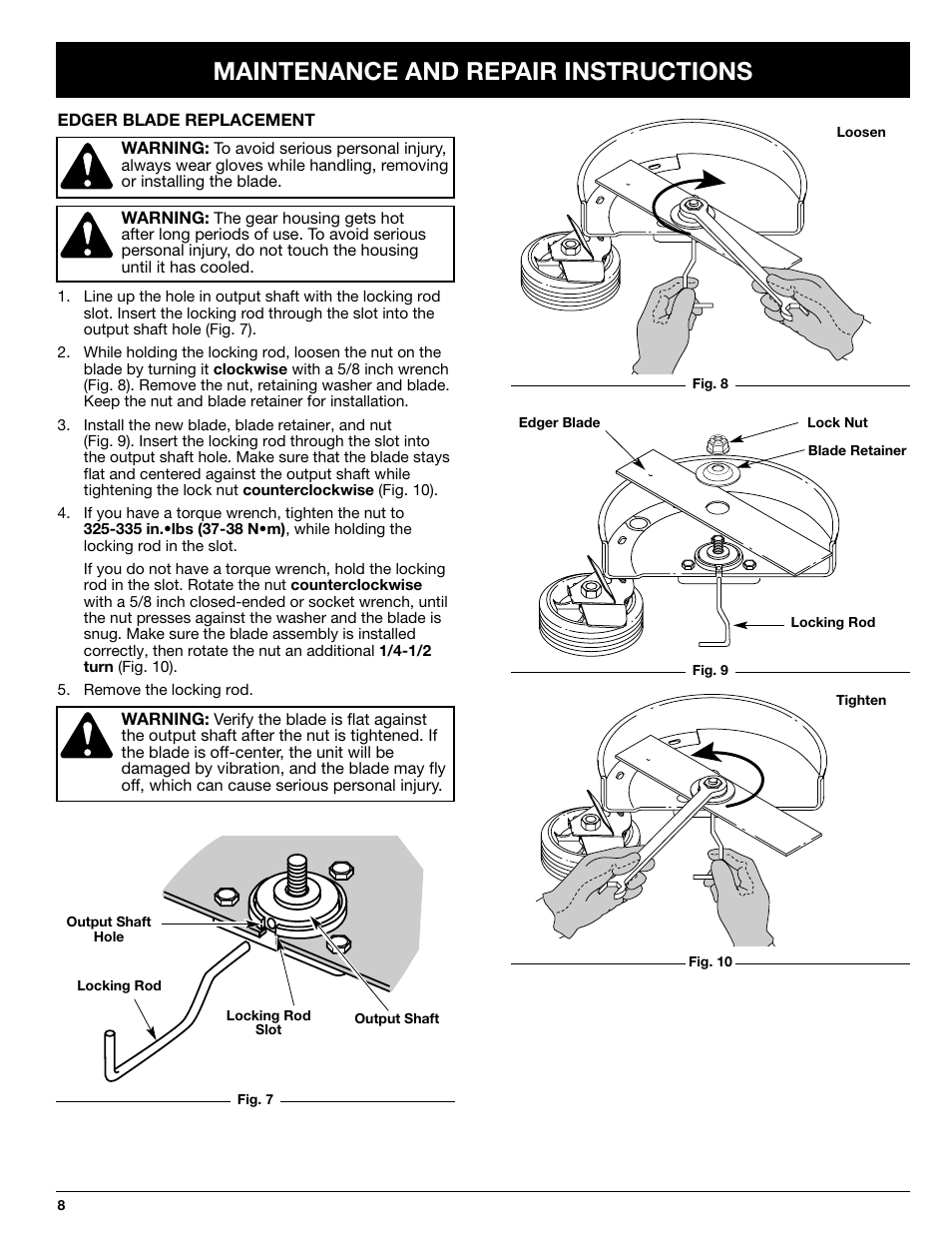 Maintenance and repair instructions | Ryobi LE720r User Manual | Page 8 / 10