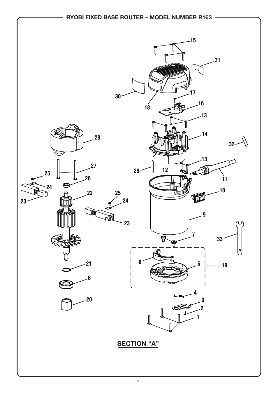 Section “a | Ryobi r163 User Manual | Page 4 / 6