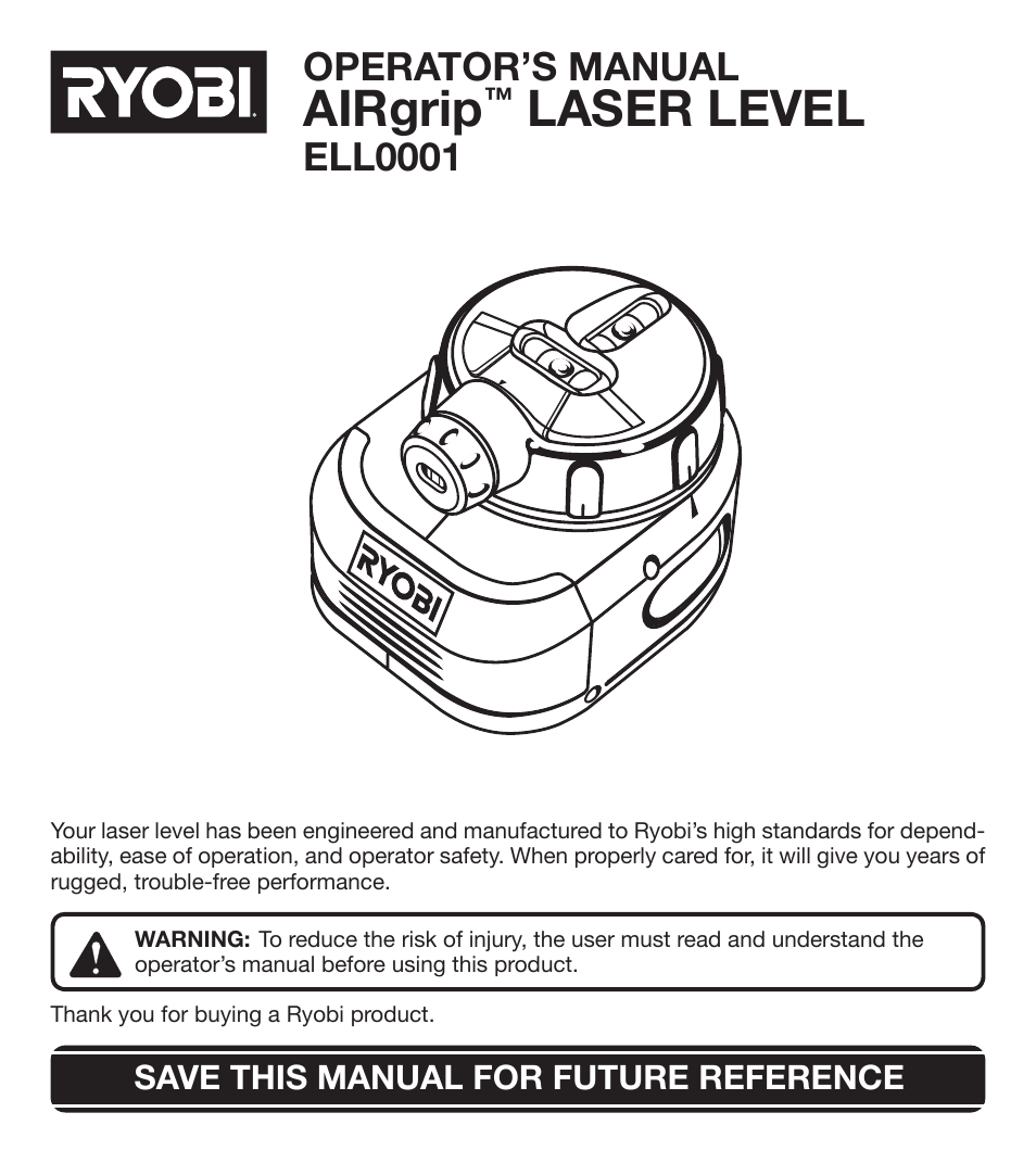 Ryobi ELL0001 User Manual | 18 pages