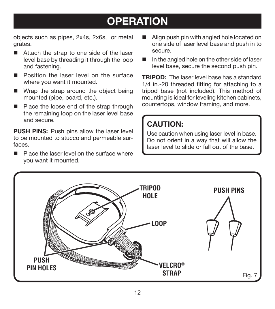 Operation, Caution | Ryobi ELL0001 User Manual | Page 12 / 18