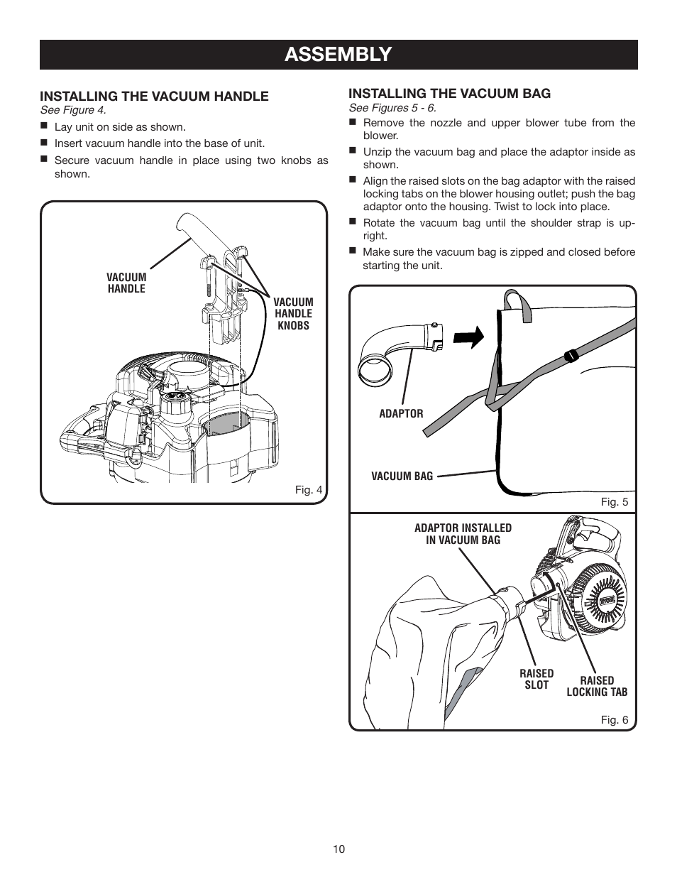 Assembly | Ryobi RY08554 User Manual | Page 10 / 22