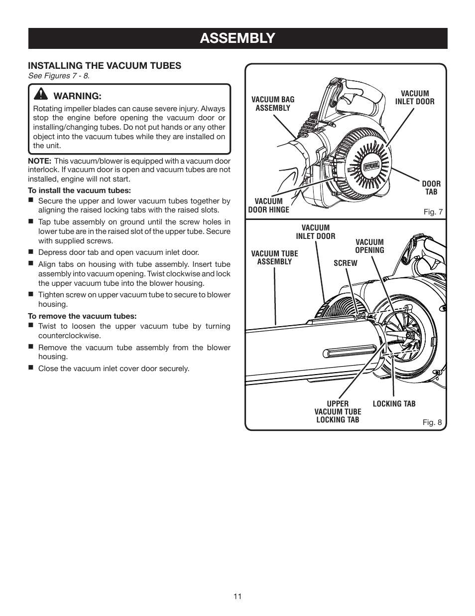 Assembly | Ryobi RY08554 User Manual | Page 11 / 22