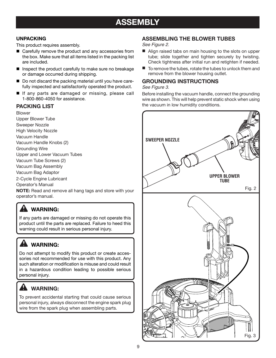 Assembly | Ryobi RY08554 User Manual | Page 9 / 22