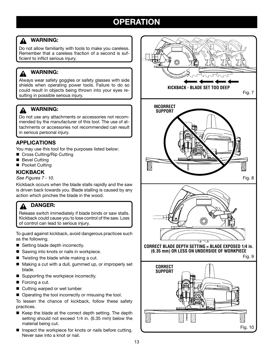 Operation | Ryobi csb140lz User Manual | Page 13 / 24