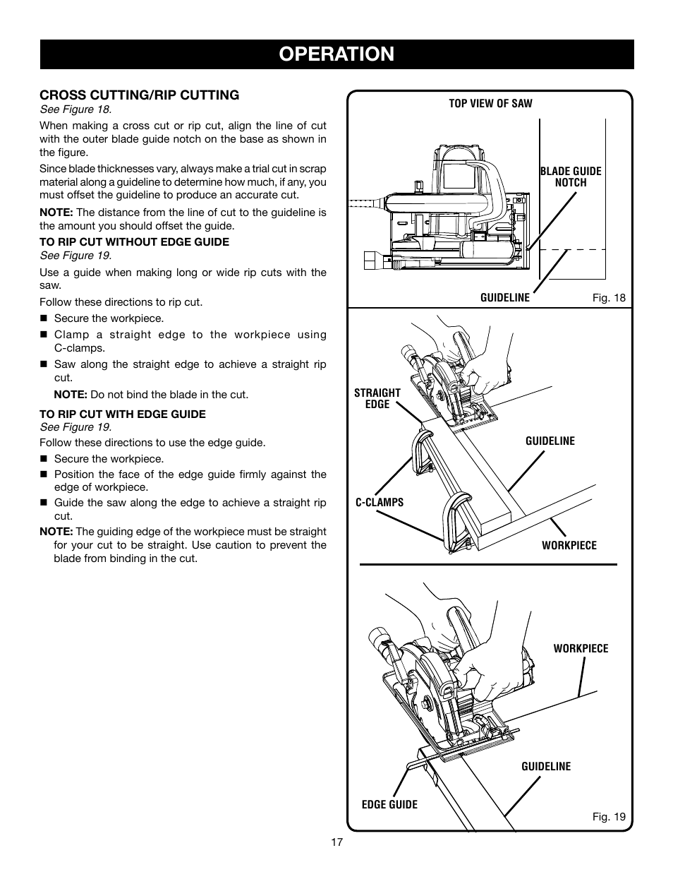 Operation | Ryobi csb140lz User Manual | Page 17 / 24