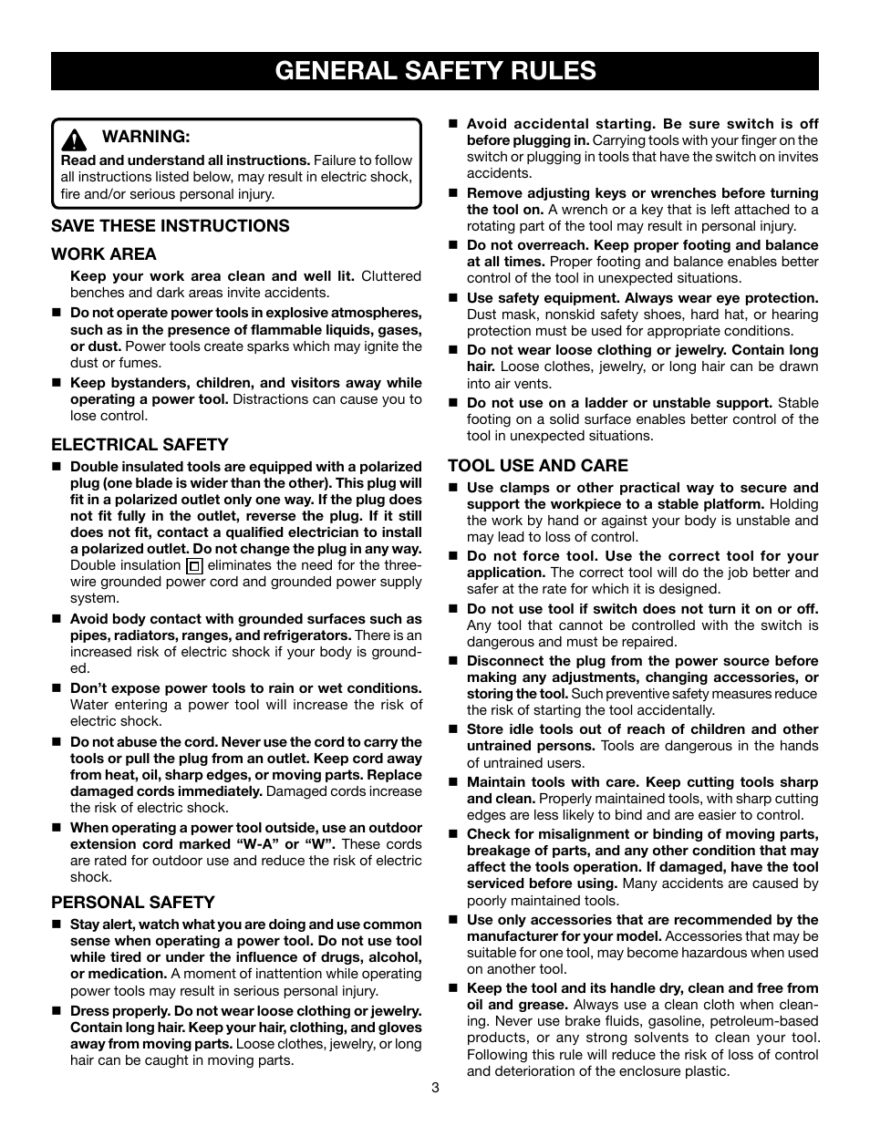 General safety rules | Ryobi csb140lz User Manual | Page 3 / 24