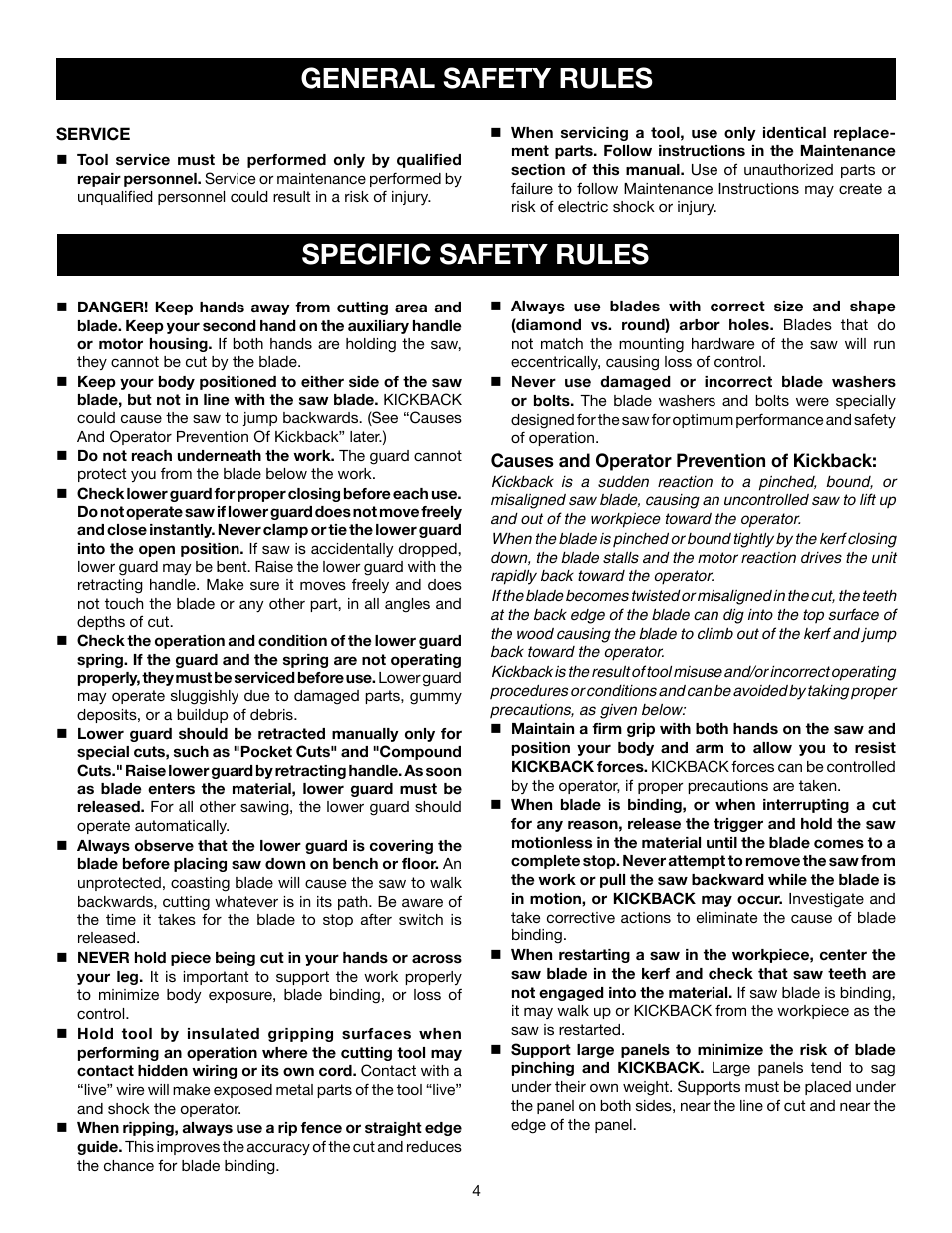 Specific safety rules, General safety rules | Ryobi csb140lz User Manual | Page 4 / 24