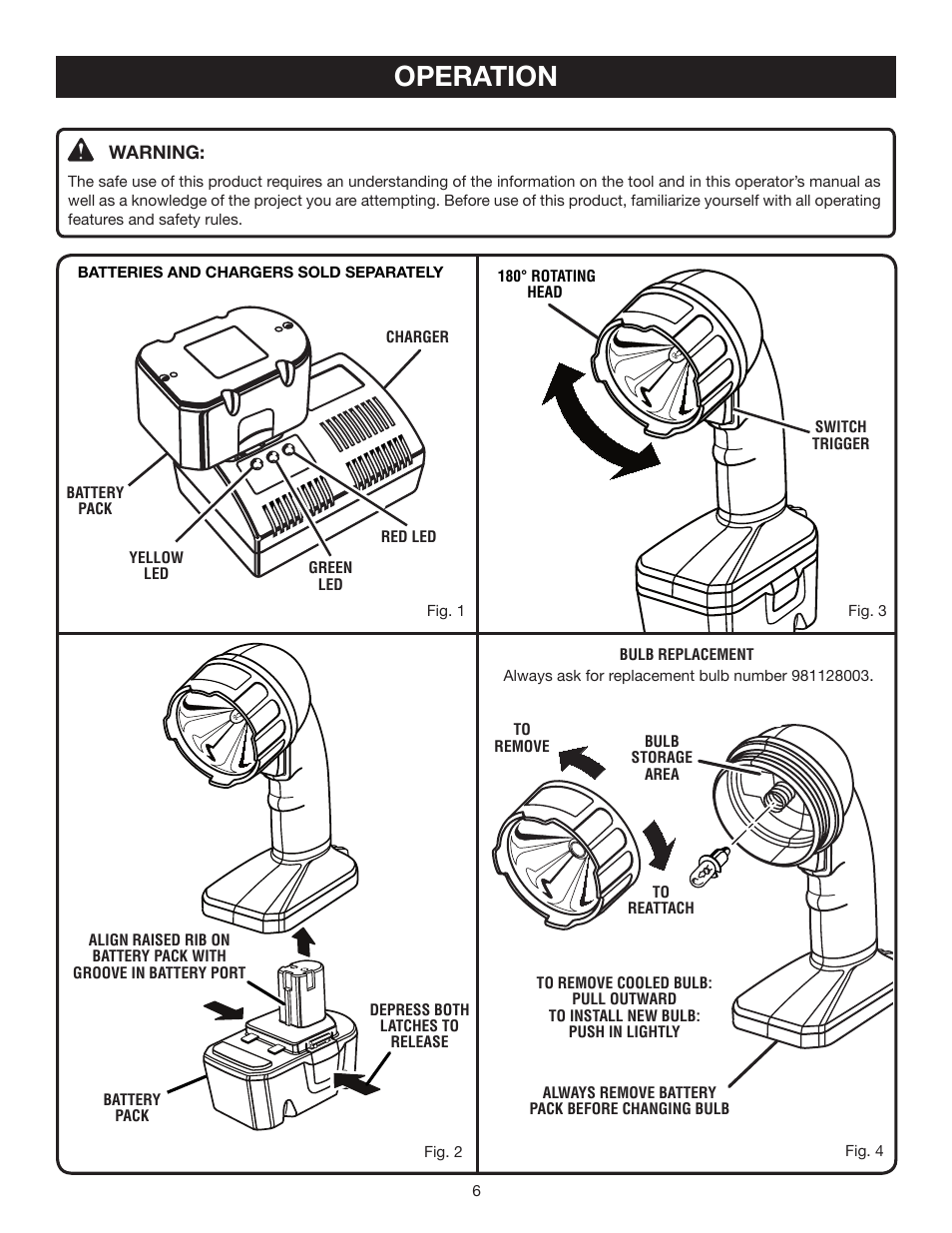 Operation | Ryobi FL1400 User Manual | Page 6 / 8