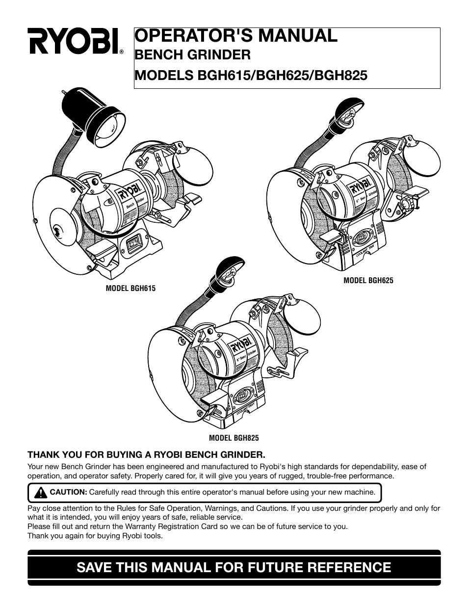 Ryobi BGH615 User Manual | 18 pages