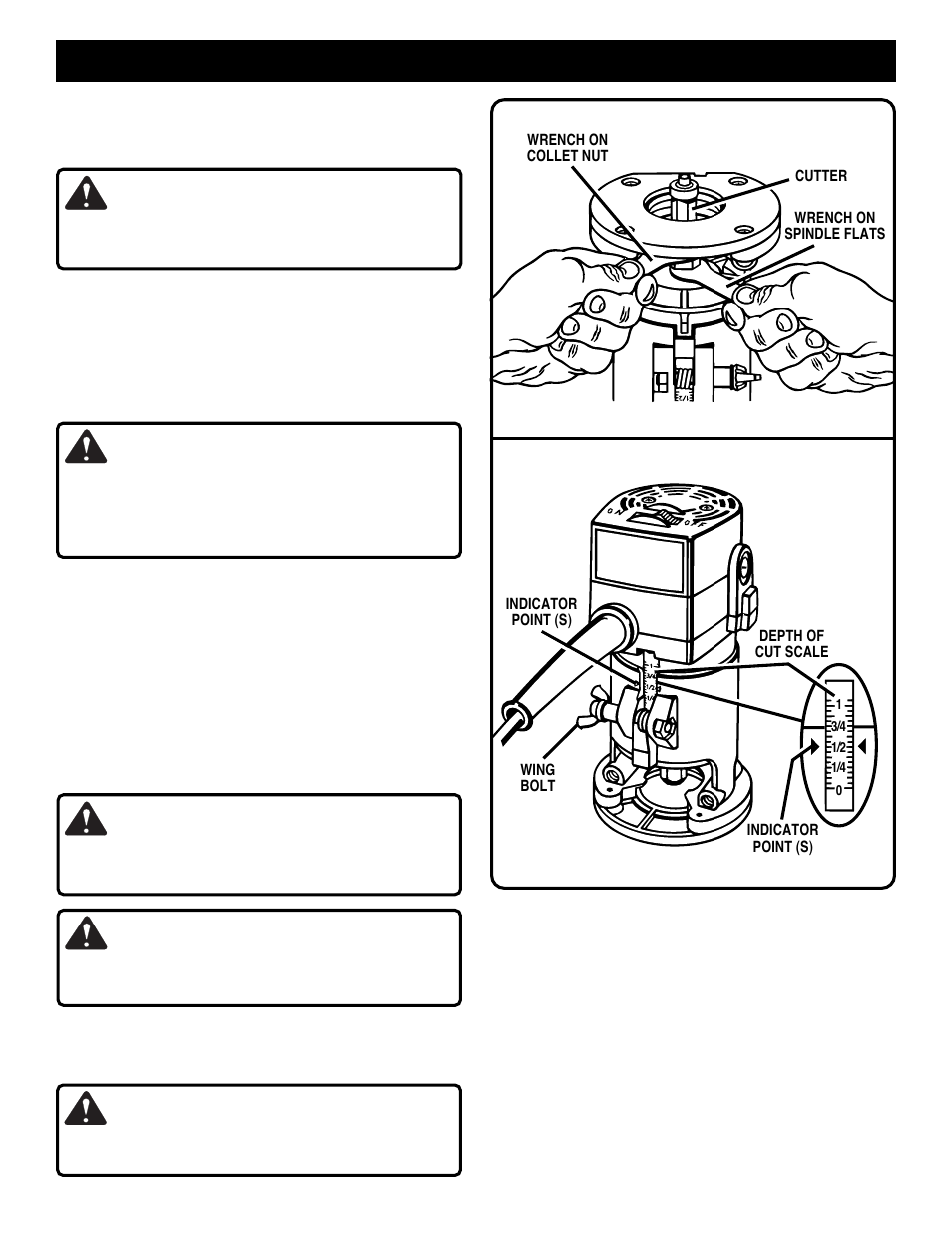 Adjustments, Warning | Ryobi TR30 User Manual | Page 8 / 14