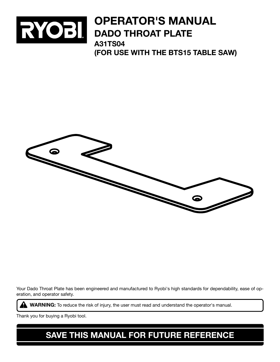 Ryobi A31TS04 User Manual | 6 pages
