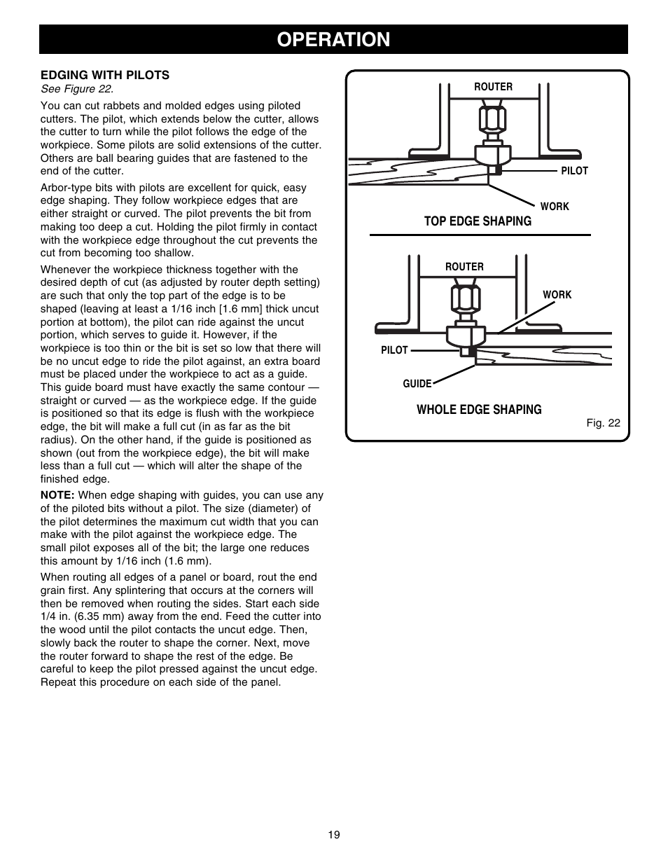 Operation | Ryobi RE1802M User Manual | Page 19 / 24