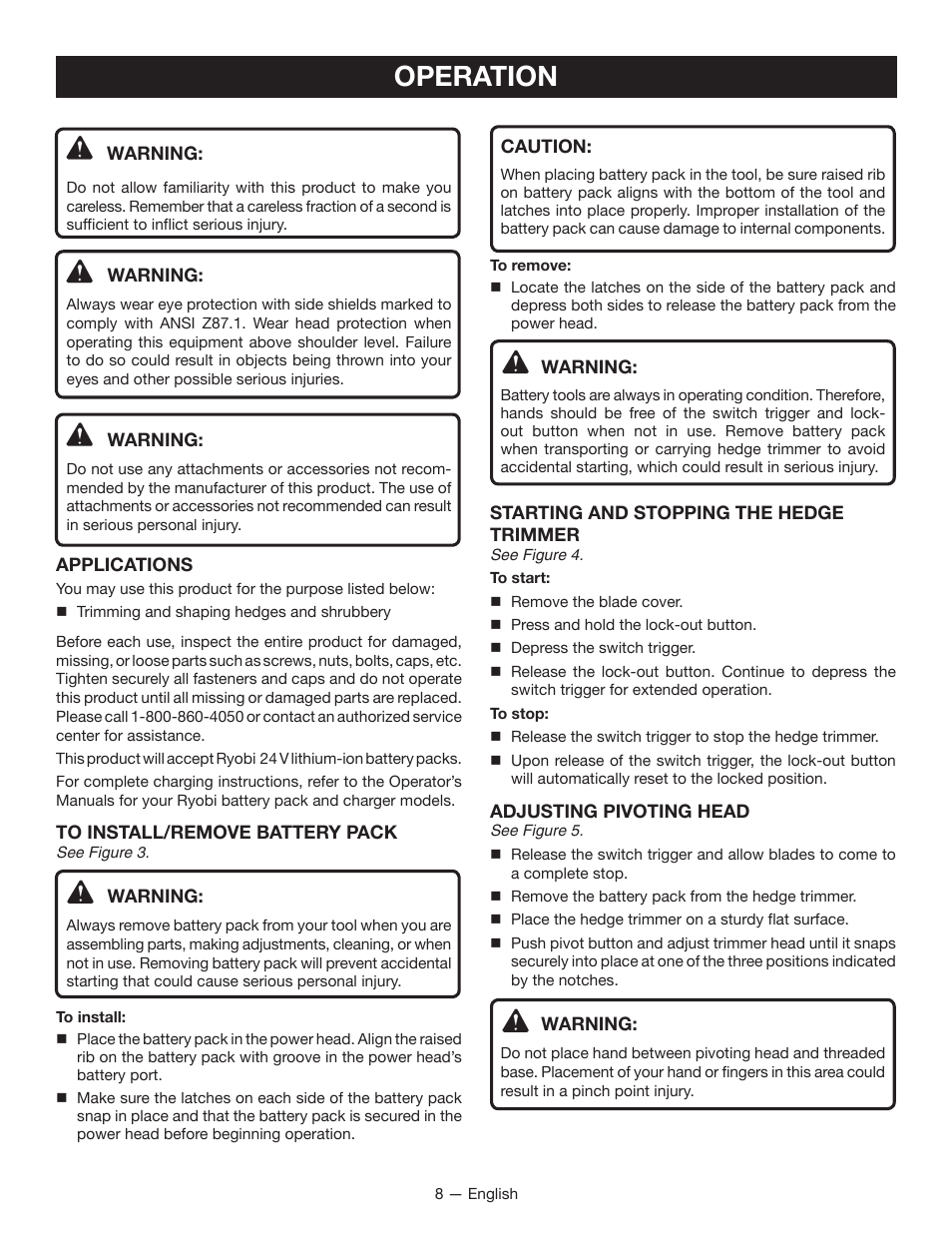 Operation | Ryobi RY24600 User Manual | Page 10 / 38