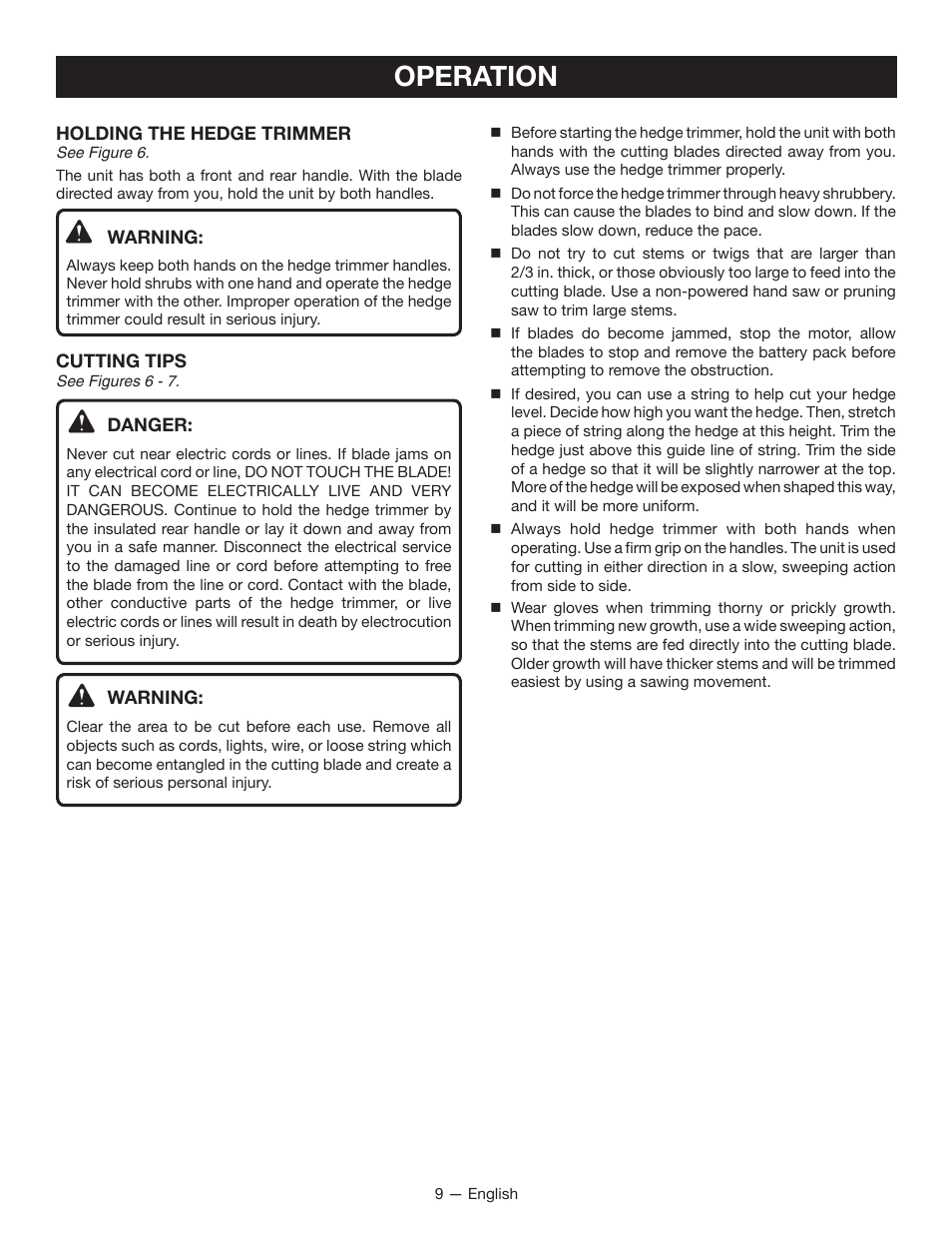 Operation | Ryobi RY24600 User Manual | Page 11 / 38