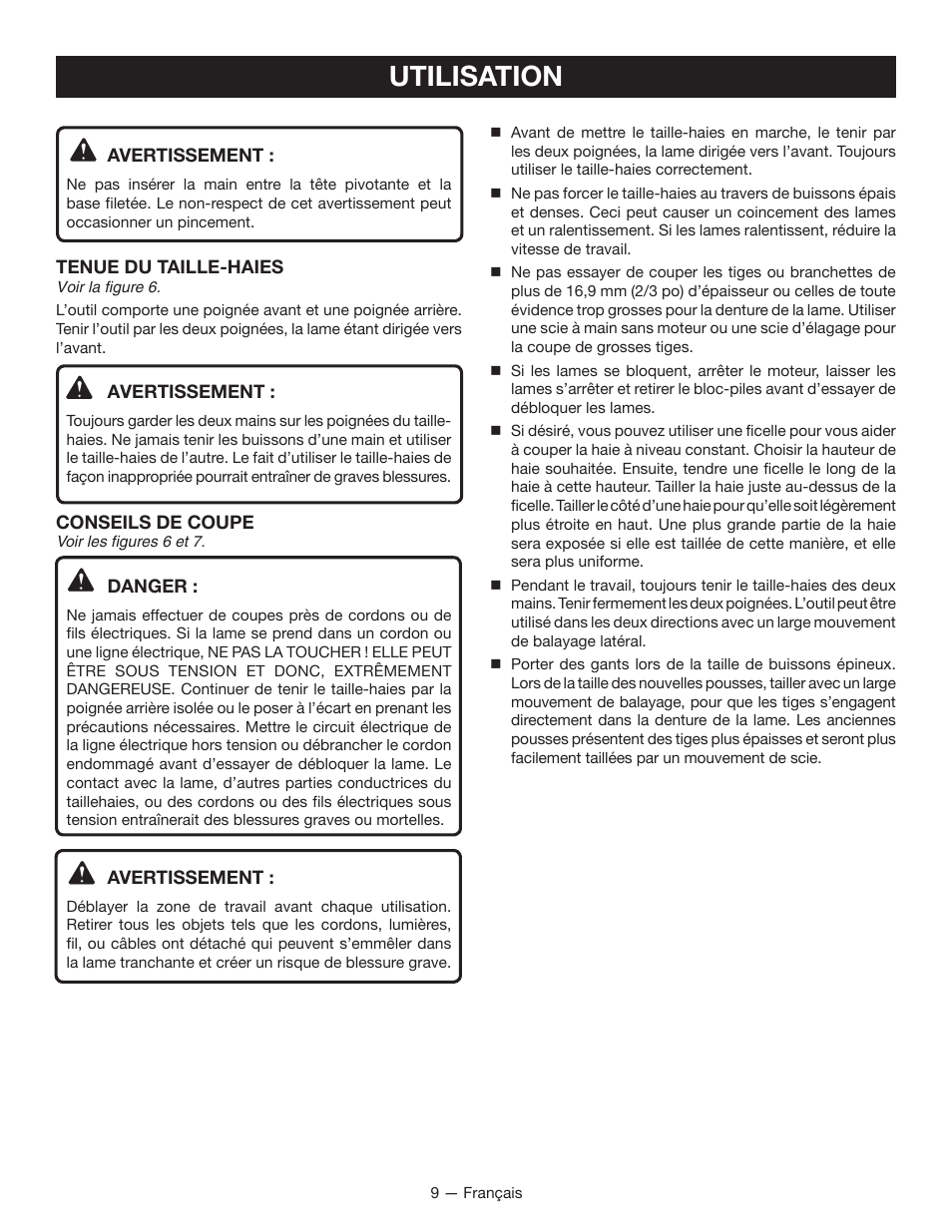 Utilisation | Ryobi RY24600 User Manual | Page 22 / 38