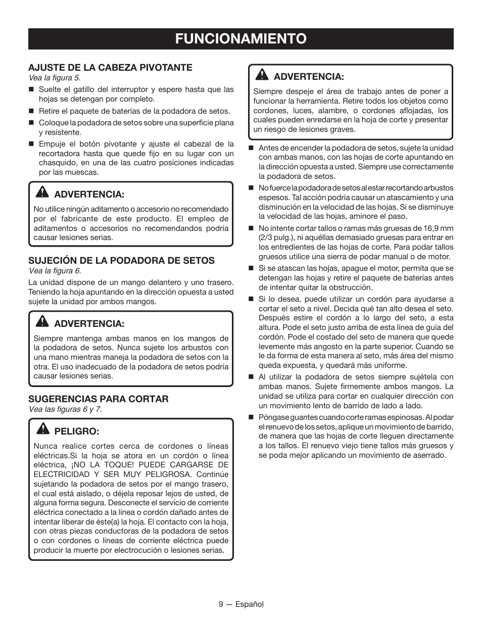 Funcionamiento | Ryobi RY24600 User Manual | Page 33 / 38