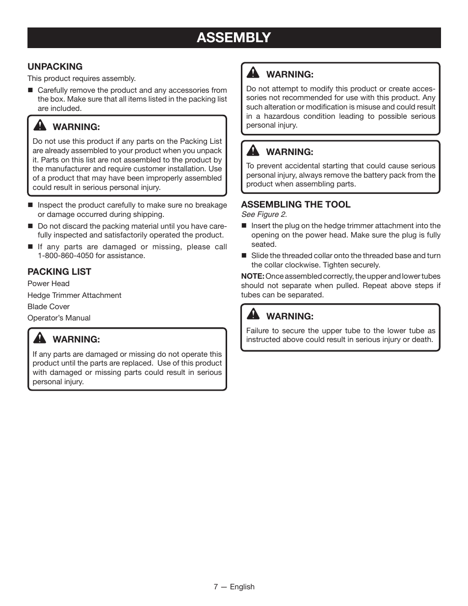 Assembly | Ryobi RY24600 User Manual | Page 9 / 38