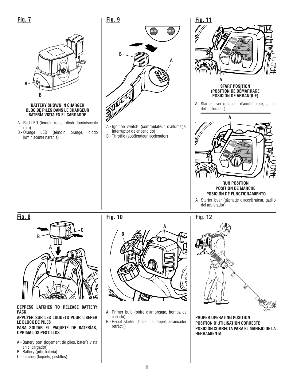 Fig. 7, Fig. 10 fig. 12, Fig. 8 | Fig. 9 fig. 11 | Ryobi RY09600 User Manual | Page 3 / 50